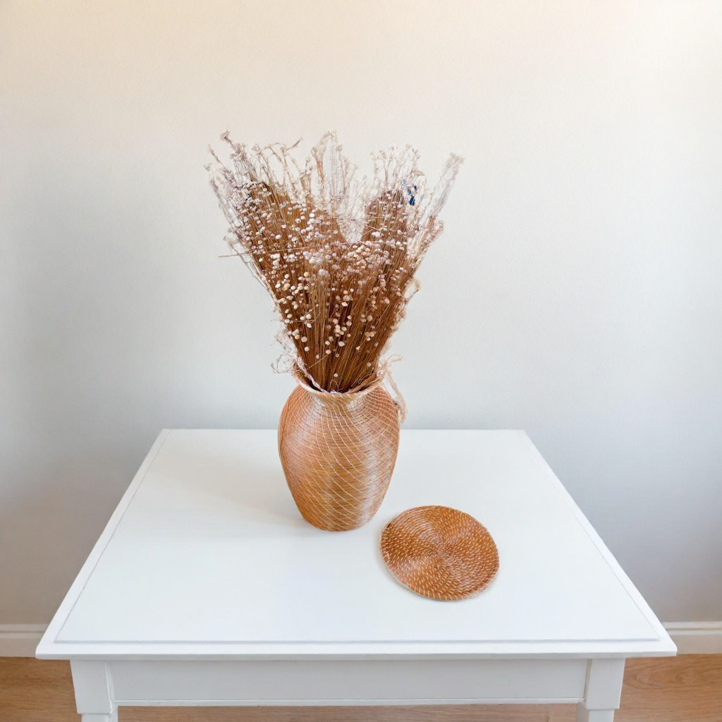 Eco-Friendly Decorative Vase – Artisan-Made Golden Grass Craft