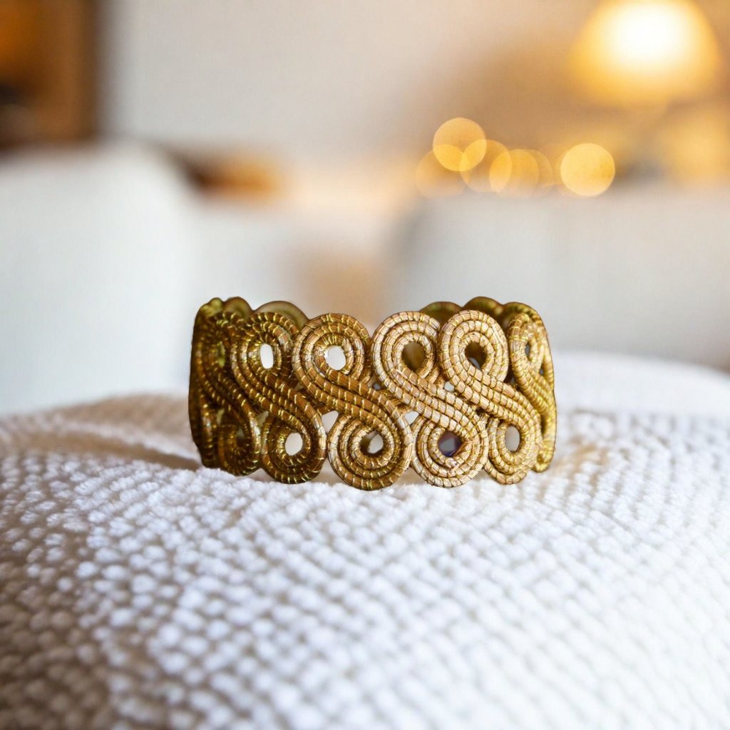 Delicate golden bracelet for women made in Mumbuca Brazil